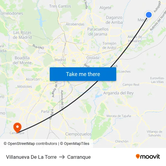 Villanueva De La Torre to Carranque map