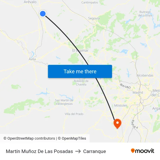 Martín Muñoz De Las Posadas to Carranque map