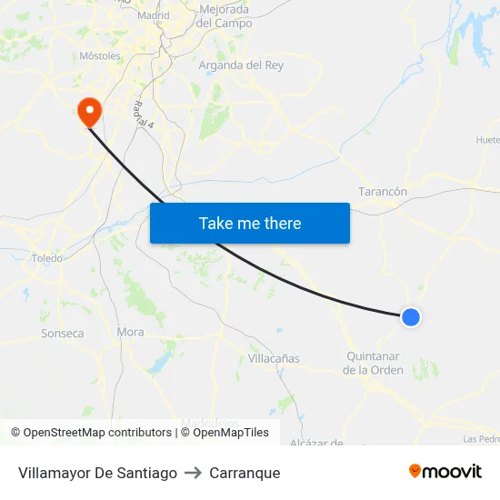 Villamayor De Santiago to Carranque map