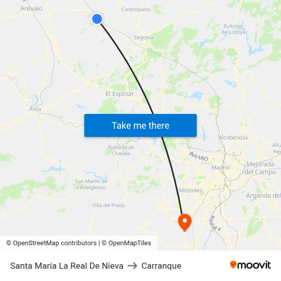 Santa María La Real De Nieva to Carranque map