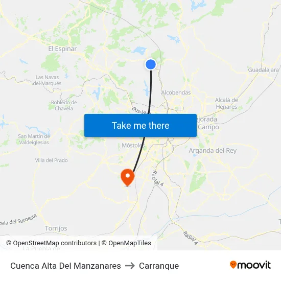 Cuenca Alta Del Manzanares to Carranque map