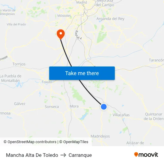 Mancha Alta De Toledo to Carranque map