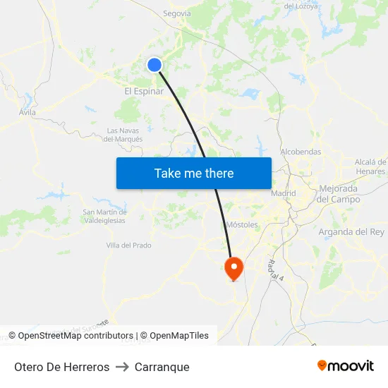 Otero De Herreros to Carranque map