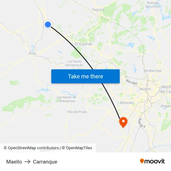 Maello to Carranque map