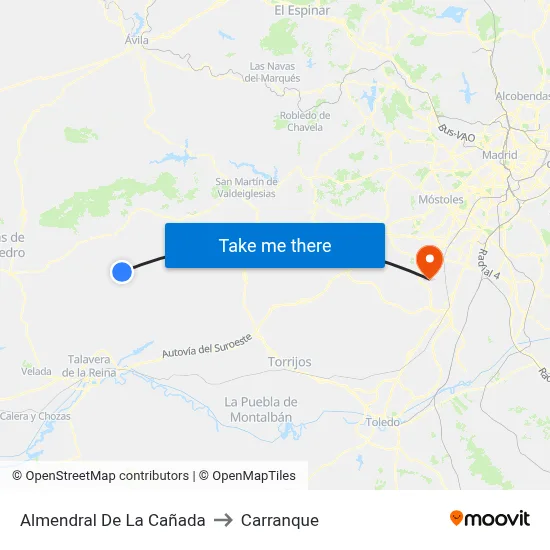 Almendral De La Cañada to Carranque map
