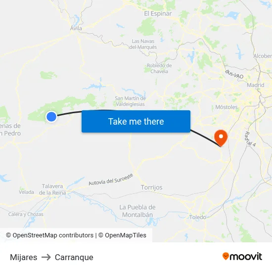 Mijares to Carranque map