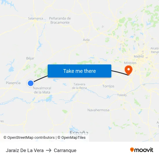 Jaraíz De La Vera to Carranque map
