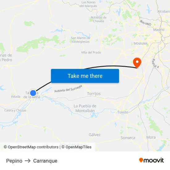 Pepino to Carranque map