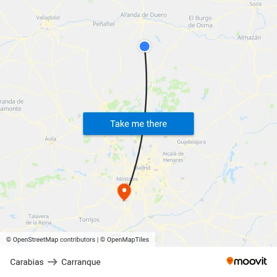 Carabias to Carranque map