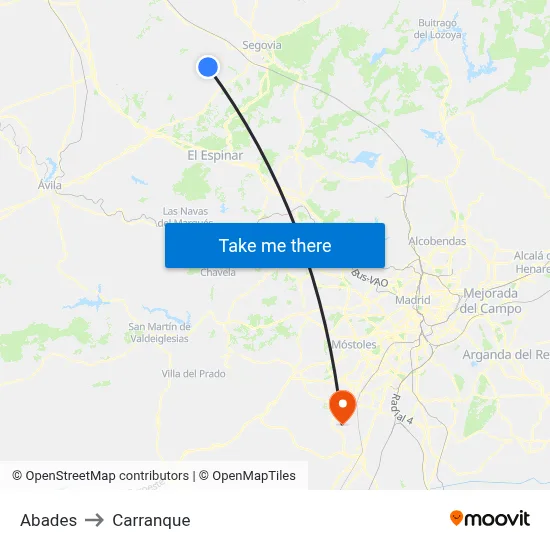 Abades to Carranque map