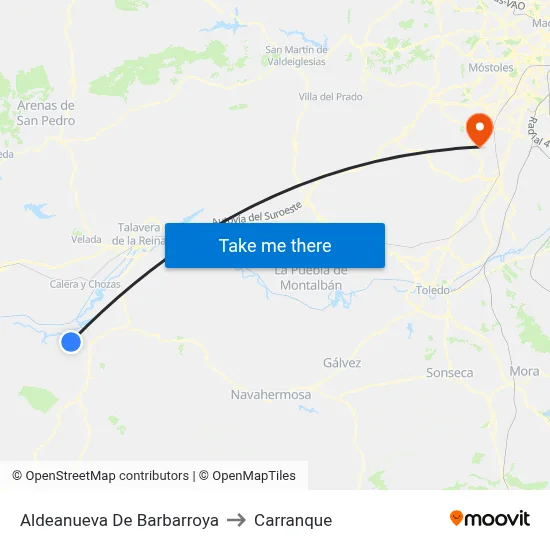 Aldeanueva De Barbarroya to Carranque map