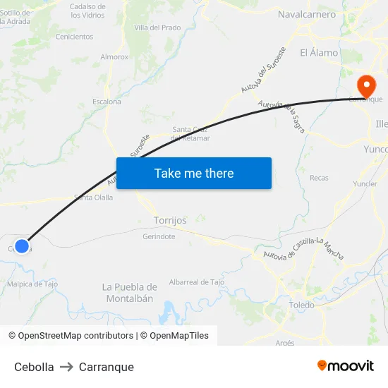 Cebolla to Carranque map