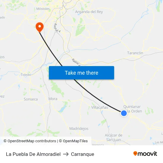 La Puebla De Almoradiel to Carranque map