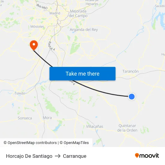 Horcajo De Santiago to Carranque map