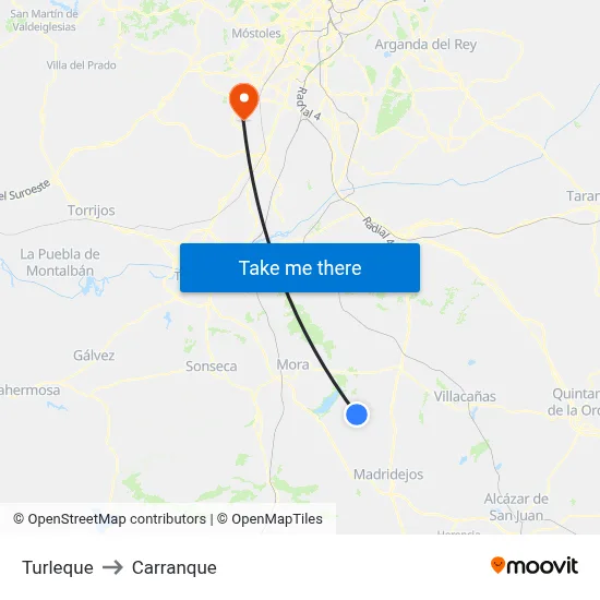Turleque to Carranque map