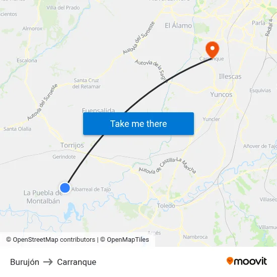 Burujón to Carranque map