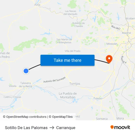 Sotillo De Las Palomas to Carranque map