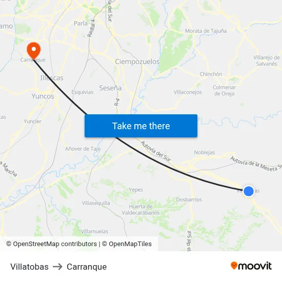 Villatobas to Carranque map