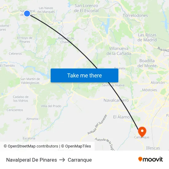 Navalperal De Pinares to Carranque map
