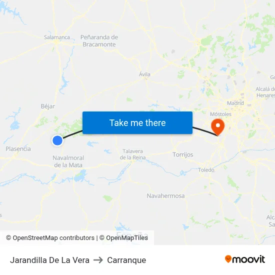 Jarandilla De La Vera to Carranque map