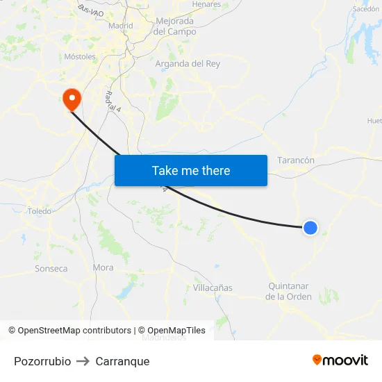 Pozorrubio to Carranque map
