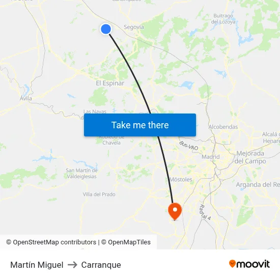 Martín Miguel to Carranque map