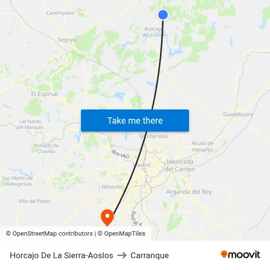 Horcajo De La Sierra-Aoslos to Carranque map