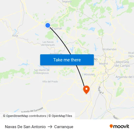 Navas De San Antonio to Carranque map