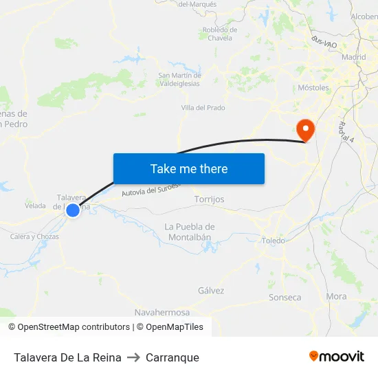 Talavera De La Reina to Carranque map