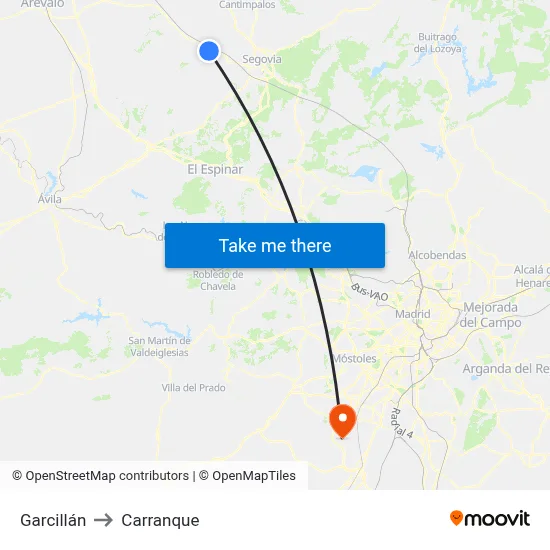 Garcillán to Carranque map