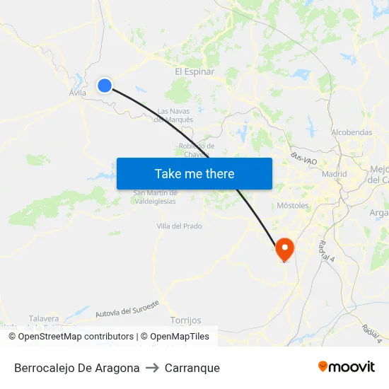 Berrocalejo De Aragona to Carranque map