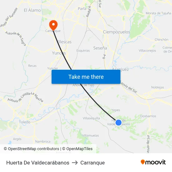 Huerta De Valdecarábanos to Carranque map