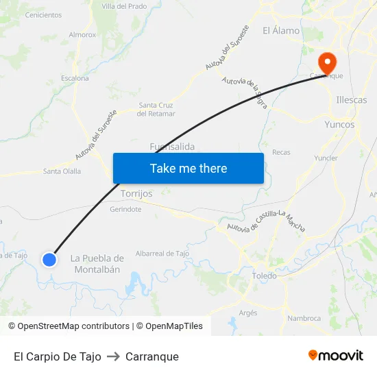 El Carpio De Tajo to Carranque map
