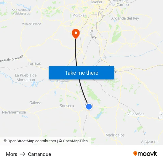 Mora to Carranque map