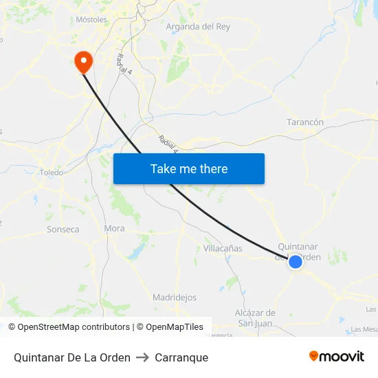 Quintanar De La Orden to Carranque map