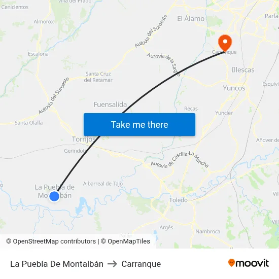 La Puebla De Montalbán to Carranque map