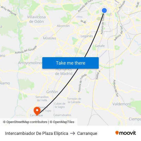 Intercambiador De Plaza Elíptica to Carranque map