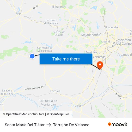 Santa María Del Tiétar to Torrejón De Velasco map