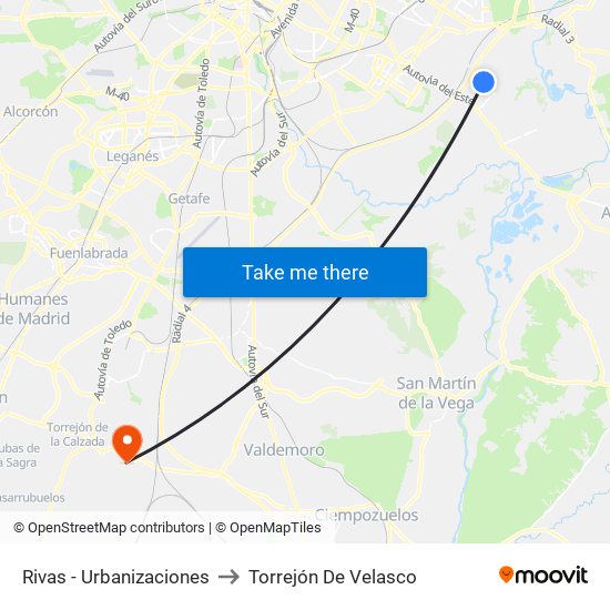 Rivas - Urbanizaciones to Torrejón De Velasco map