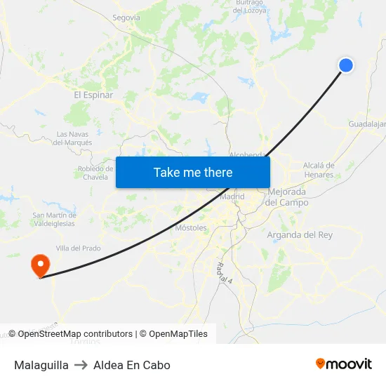 Malaguilla to Aldea En Cabo map