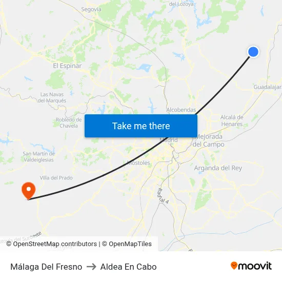 Málaga Del Fresno to Aldea En Cabo map