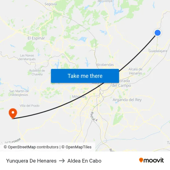 Yunquera De Henares to Aldea En Cabo map