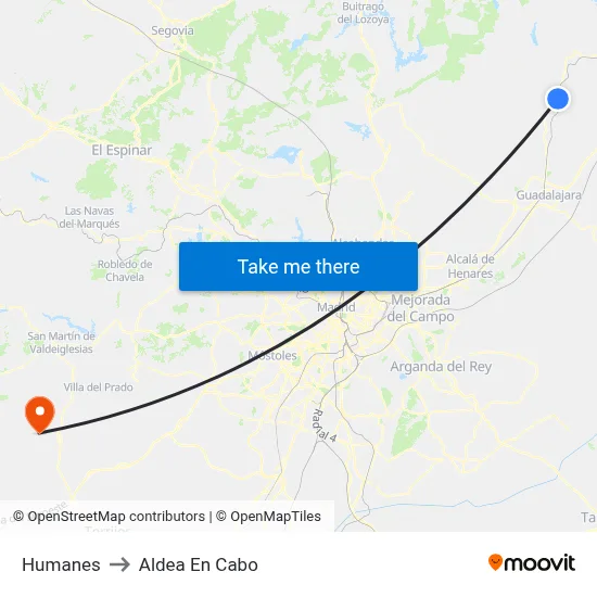 Humanes to Aldea En Cabo map