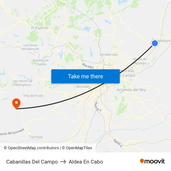 Cabanillas Del Campo to Aldea En Cabo map