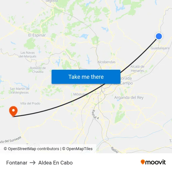 Fontanar to Aldea En Cabo map