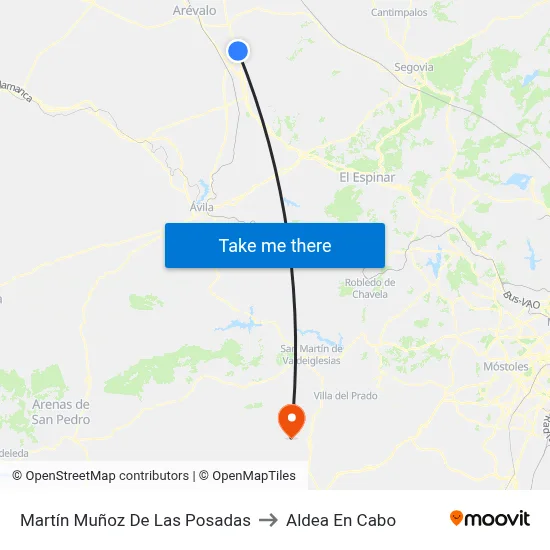 Martín Muñoz De Las Posadas to Aldea En Cabo map
