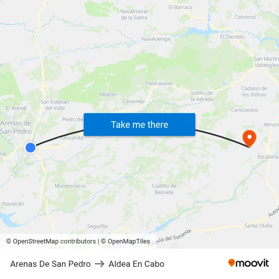 Arenas De San Pedro to Aldea En Cabo map