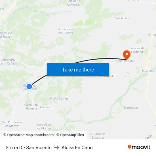 Sierra De San Vicente to Aldea En Cabo map