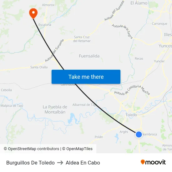Burguillos De Toledo to Aldea En Cabo map