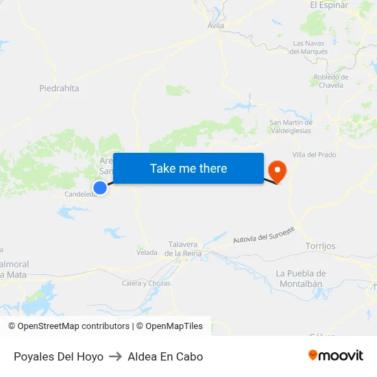 Poyales Del Hoyo to Aldea En Cabo map